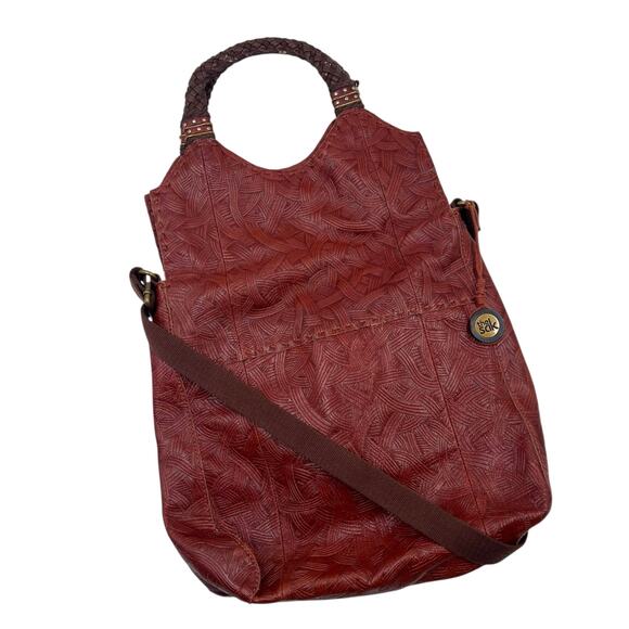 The Sak Brown Braided Boho Leather Foldover Adjustable Strap Medium Crossbody - Picture 1 of 15